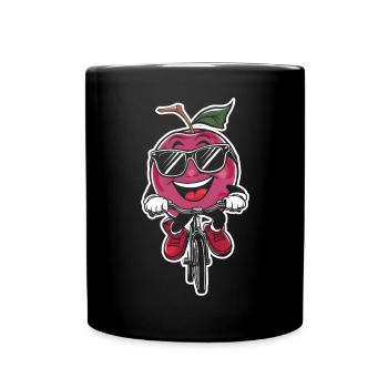 Pflaume Radfahren auf Fahrrad-Geschenk - Tasse einfarbig - Schwarz - Vorne