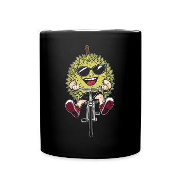 Durian Radfahren auf dem Fahrrad Geschenk - Tasse einfarbig - Schwarz - Vorne