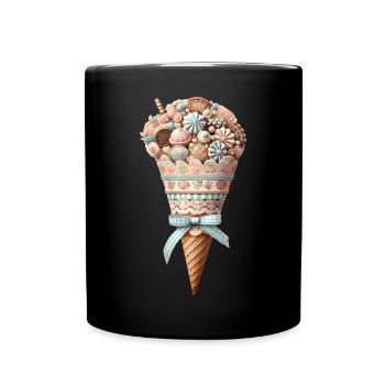 Un cornet de glace rempli de délices sucrés - Mug uni - noir - Devant