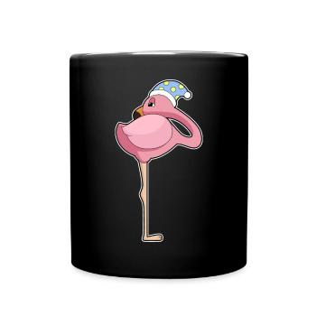 Flamingo Sleeping Night Cap - Full Colour Mug - black - Front