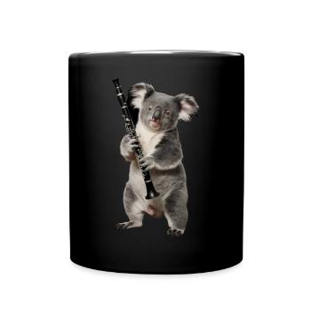 Koala Klarinette - Tasse einfarbig - Schwarz - Vorne