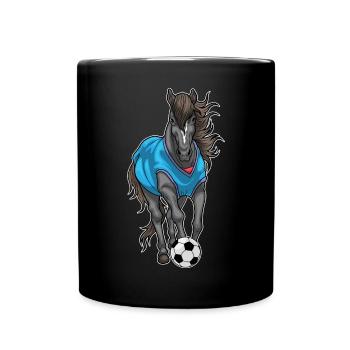 Pferd Fußballspieler Fußball - Tasse einfarbig - Schwarz - Vorne