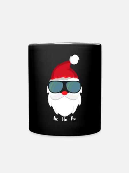 Weihnachtsmann Cool mit Sonnenbrille - Tasse einfarbig - Schwarz