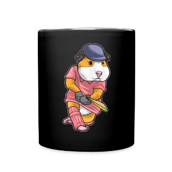 Guinea pig cricket cricket bat - Full Colour Mug - black - Front