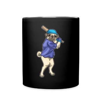 Pug Baseball Baseball Bat - Full Colour Mug - black - Front