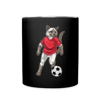 Siamese Cat Soccer Player Soccer - Full Colour Mug - black - Front