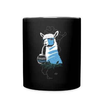 Yerba Mate Alpaka genießt Mate Tee - Tasse einfarbig - Schwarz - Vorne