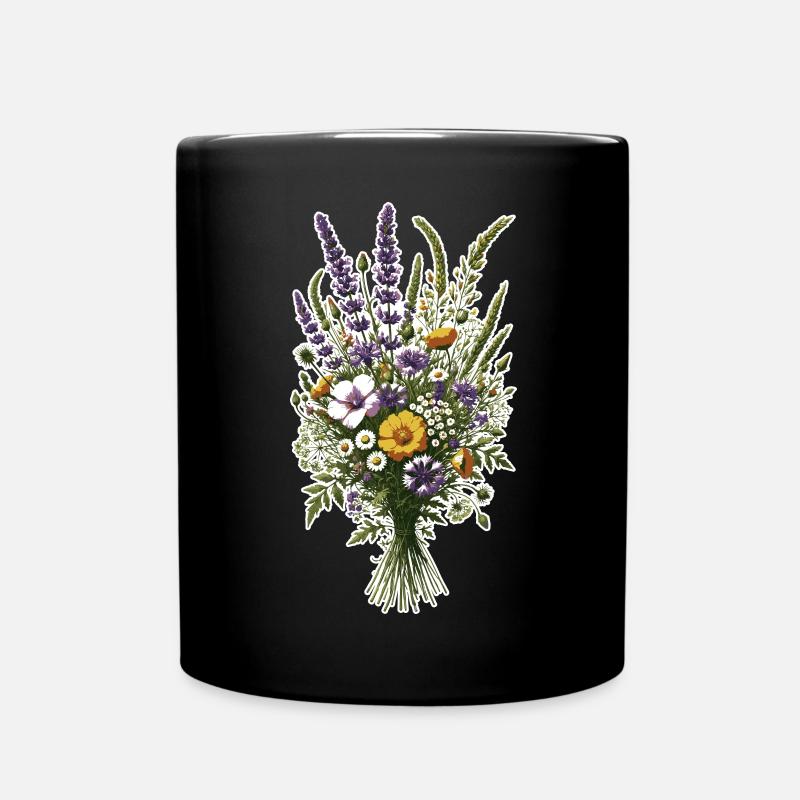 Wildblumen - Tasse einfarbig - Schwarz