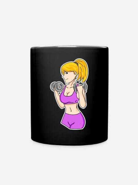 Fitness Frau Hanteln - Tasse einfarbig - Schwarz