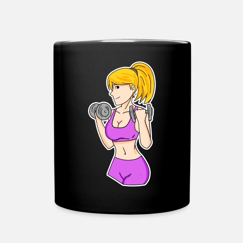 Fitness Frau Hanteln - Tasse einfarbig - Schwarz