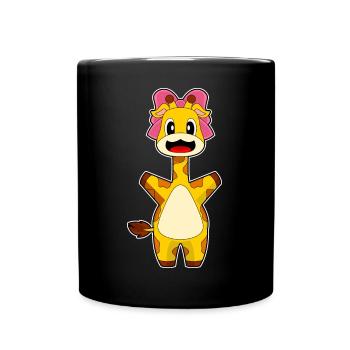 Giraffe Haarschleife - Tasse einfarbig - Schwarz - Vorne