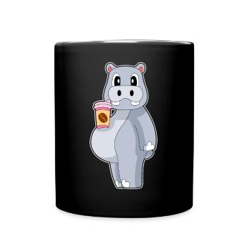 Nilpferd Coffee to go Becher - Tasse einfarbig - Schwarz - Vorne