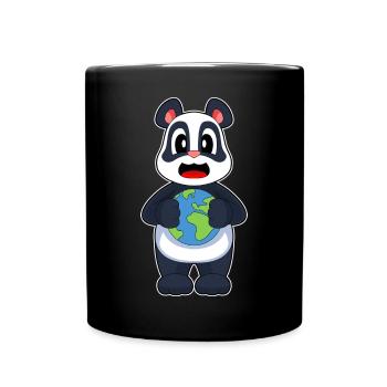 Panda Erdkugel - Tasse einfarbig - Schwarz - Vorne