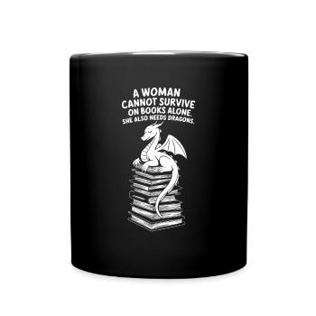 Bücher & Drachen – Perfektes Fantasy-Design - Tasse einfarbig - Schwarz - Vorne