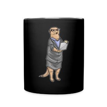Erdmännchen Sekretärin Laptop Büro - Tasse einfarbig - Schwarz - Vorne