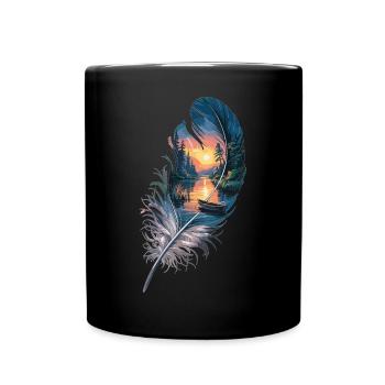 Boat on the lake – nature in a spring - Full Colour Mug - black - Front