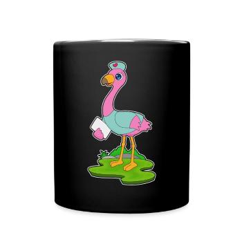 Flamingo Krankenschwester - Tasse einfarbig - Schwarz - Vorne