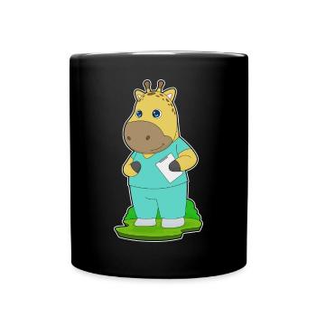 Giraffe Krankenschwester - Tasse einfarbig - Schwarz - Vorne