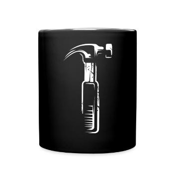 Hammer mit Scratch Effekt - Werkzeuge Handwerker - Tasse einfarbig - Schwarz - Vorne