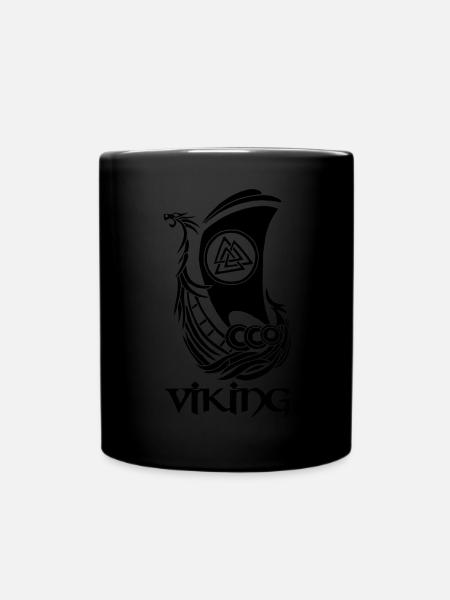 Schwarzes Wikingerschiff - Tasse einfarbig - Schwarz