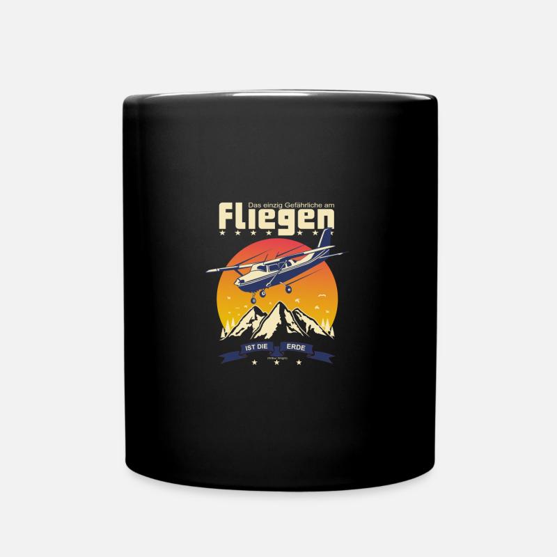 Fliegen Flieger Flugzeug Pilot Stewardess - Tasse einfarbig - Schwarz