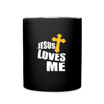 Jesus liebt mich - Tasse einfarbig - Schwarz - Vorne
