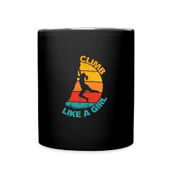 Vintage Retro Climb Like A Girl Rock Climbing - Full Colour Mug - black - Front