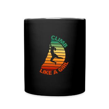 Vintage Climb Like A Girl - Girl Rock Climbing - Full Colour Mug - black - Front