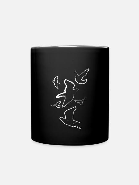 tauben,vögel,zeichnung,kohlezeichnung,weiss,taube - Tasse einfarbig - Schwarz