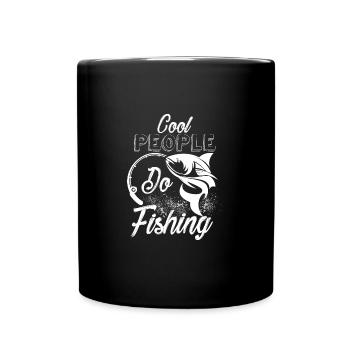 Cool people go fishing - fishing is for cool - Full Colour Mug - black - Front