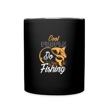 Cool people go fishing - fishing is for cool - Full Colour Mug - black - Front