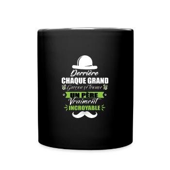 Derrière chaque grand garçon se trouve un père - Mug uni - noir - Devant