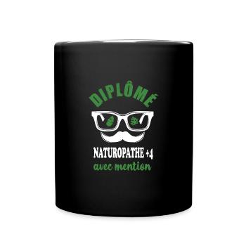 Diplômé naturopathe +4 avec mention t-shirt - Mug uni - noir - Devant