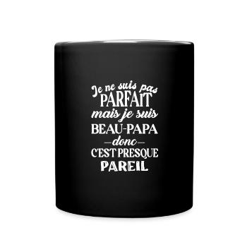 T-shirt beau papa humour beau père idée cadeau - Mug uni - noir - Devant