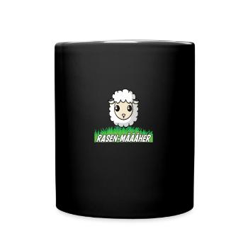 Witziges Shirt Rasenmäher, Schaf das Rasen mäht. - Tasse einfarbig - Schwarz - Vorne