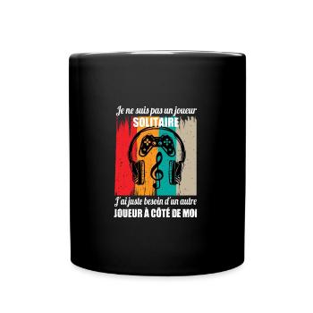 je ne suis pas un joueur solitaire maillot geek - Mug uni - noir - Devant