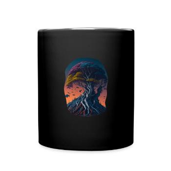 Surreal world from an imaginative tree - Full Colour Mug - black - Front