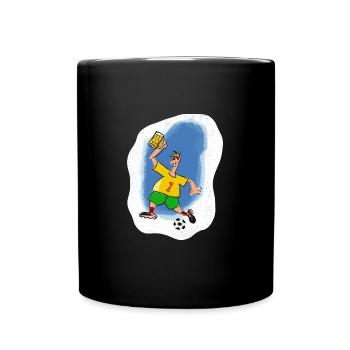Bierkrug Fussball Spieler Comic - Tasse einfarbig - Schwarz - Vorne