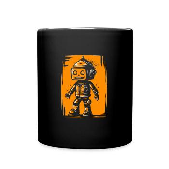 Retro Roboter - Tasse einfarbig - Schwarz - Vorne
