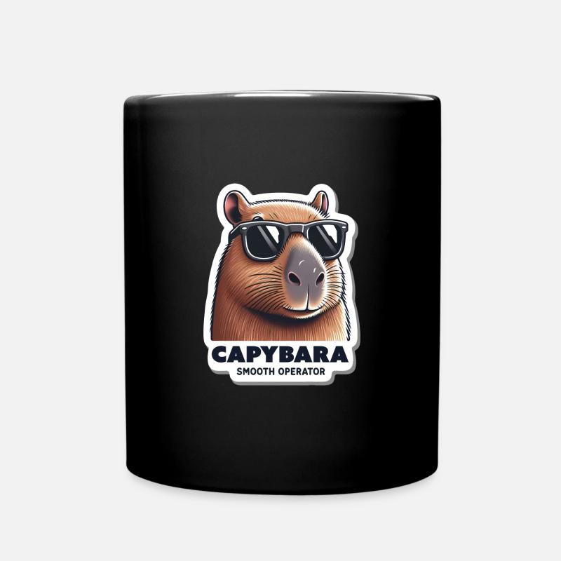Capybara: Smooth Operator with Sunglasses - Full Colour Mug - black