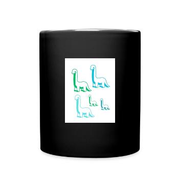 Dinosaurier-Familie Fotodesign - Tasse einfarbig - Schwarz - Vorne