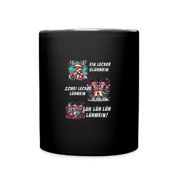 Lecker Glühwein lustige Sprüche Weihnachten - Tasse einfarbig - Schwarz - Vorne