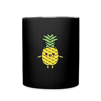 Fröhliche Ananas - Tasse einfarbig - Schwarz - Vorne
