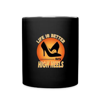High Heels Damenschuhe Pumps Life is better - Tasse einfarbig - Schwarz - Vorne