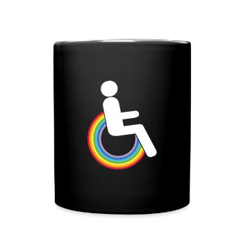 rollstuhl handicap regenbogen-rollstuhl wheelchair - Tasse einfarbig - Schwarz - Vorne