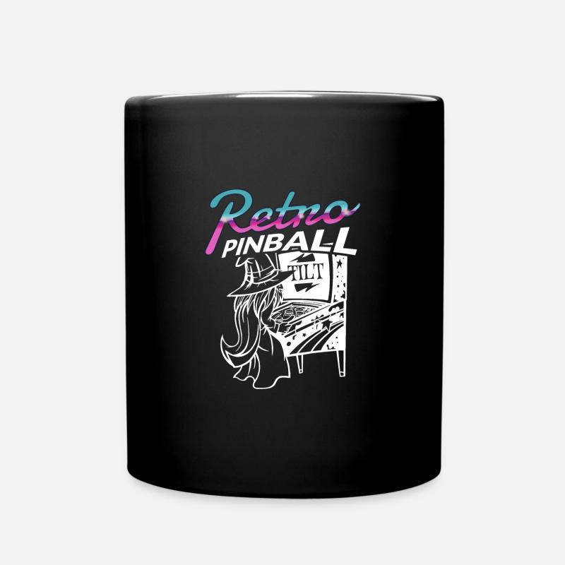 Pinball Retro Arcade Flipper Wizard Extra Ball - Full Colour Mug - black