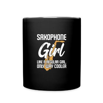 Saxophon witziger Spruch - Tasse einfarbig - Schwarz - Vorne