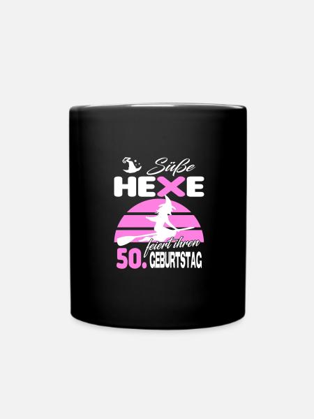 50 Jahre Geburtstag Frau Hexe Süß Süss Jahrestag - Tasse einfarbig - Schwarz