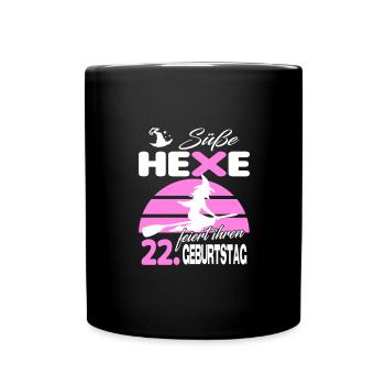 22 Jahre Geburtstag Frau Hexe Süß Süss Jahrestag - Tasse einfarbig - Schwarz - Vorne
