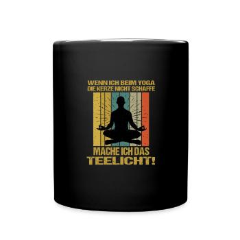 Sprüche Yoga Mann Kerze Teelicht - Tasse einfarbig - Schwarz - Vorne